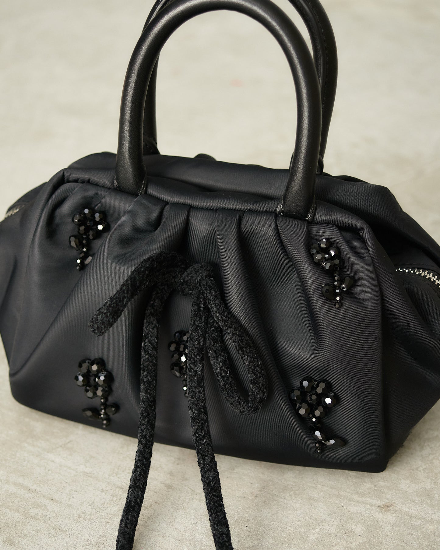 Black Mini Gathered Handle Bag