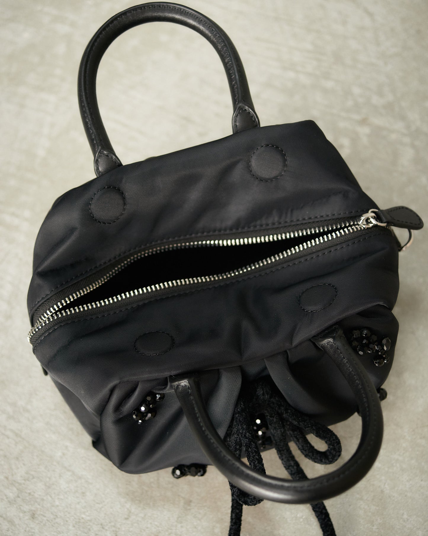 Black Mini Gathered Handle Bag