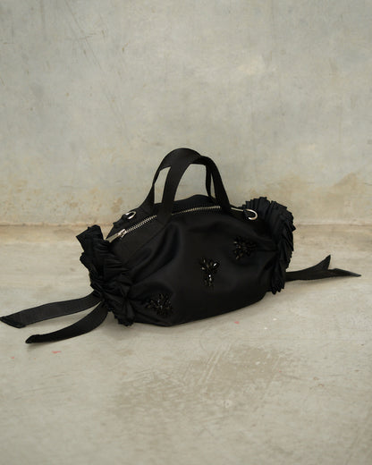 Black Mini Rosette Embellished Bag