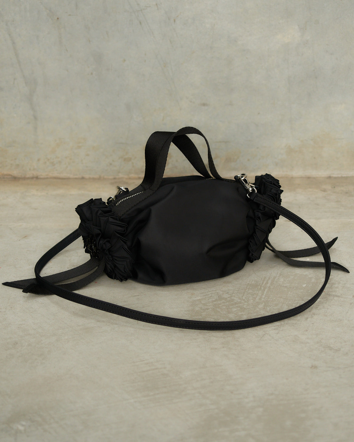 Black Mini Rosette Embellished Bag