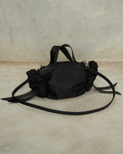 Black Mini Rosette Embellished Bag