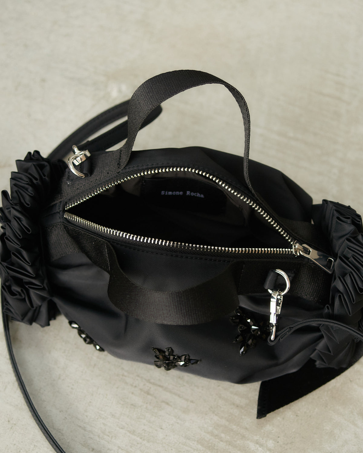 Black Mini Rosette Embellished Bag