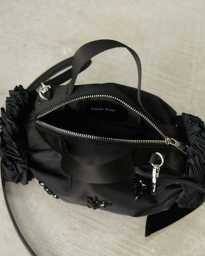 Black Mini Rosette Embellished Bag