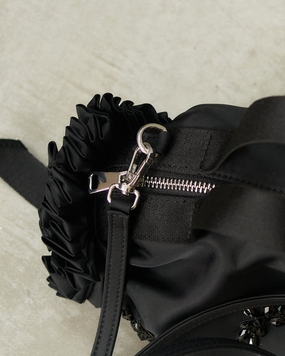 Black Mini Rosette Embellished Bag