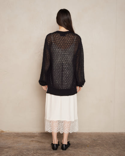 Black Knit Tinsel Trim Jumper