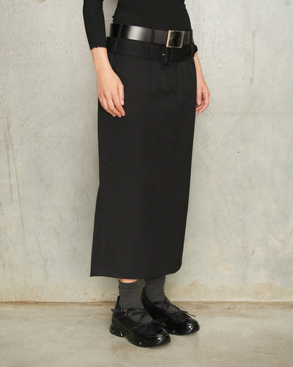 Black Multi Loop Kick Back Skirt
