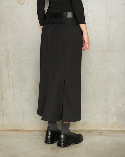 Black Multi Loop Kick Back Skirt