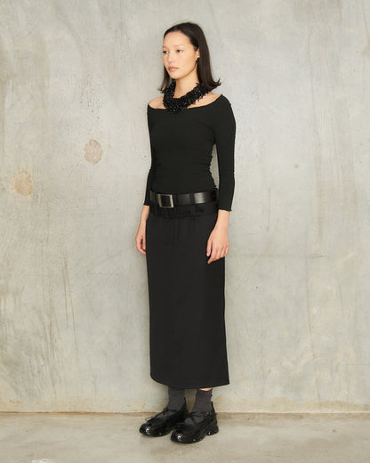 Black Multi Loop Kick Back Skirt