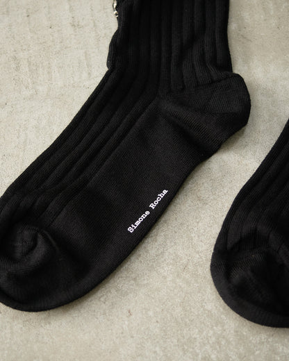 Black Poppy Crystal Socks