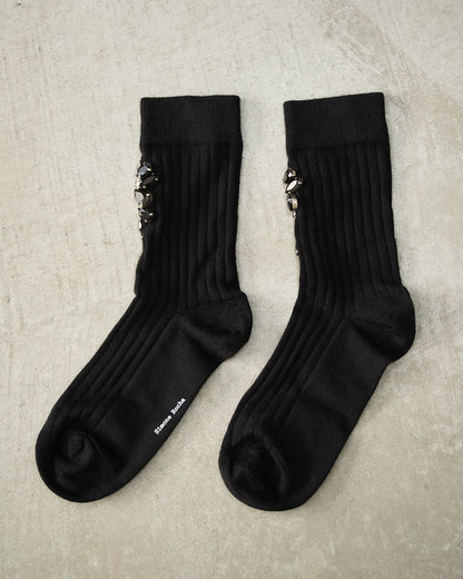Black Poppy Crystal Socks