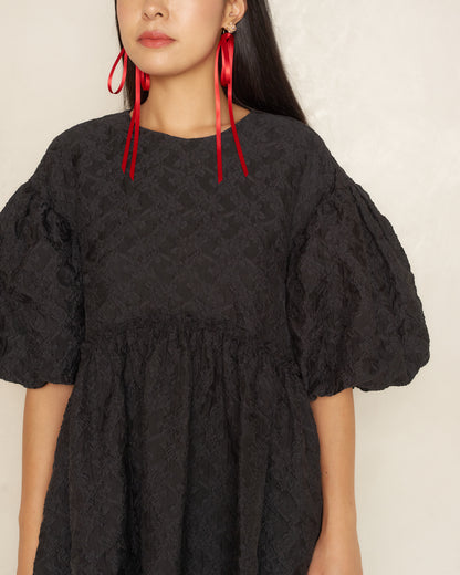 Black Puff Sleeve Signature Dress