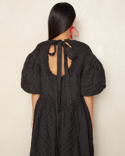 Black Puff Sleeve Signature Dress