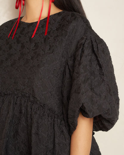 Black Puff Sleeve Signature Dress