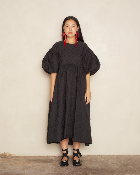 Black Puff Sleeve Signature Dress