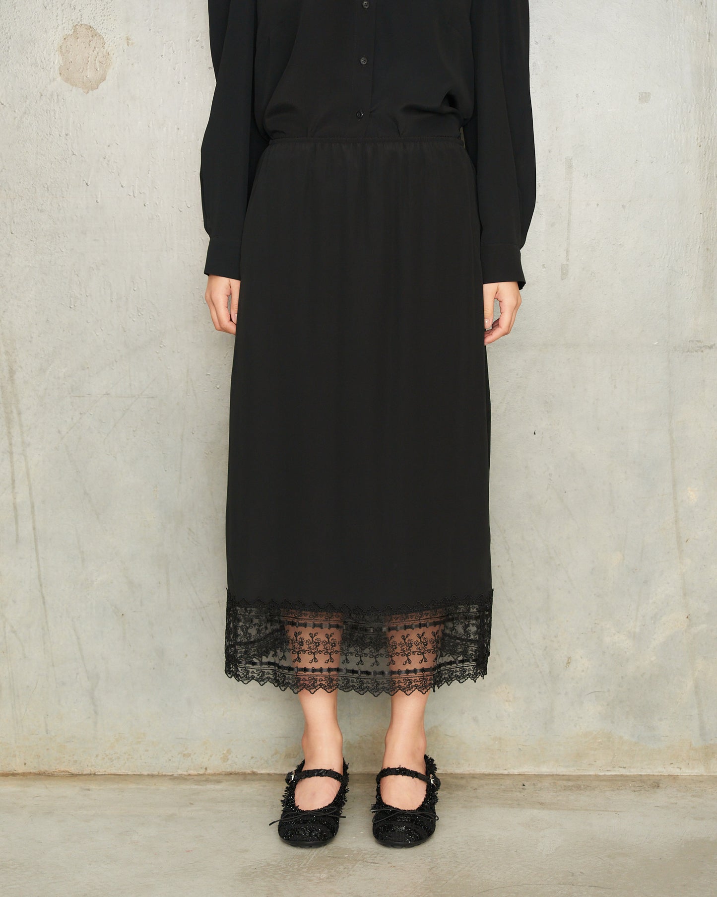 Black Ribbon Trim Skirt