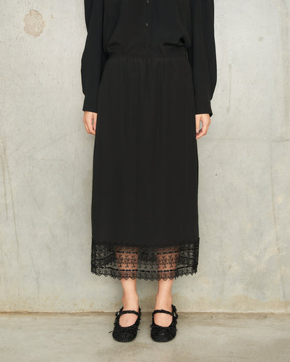 Black Ribbon Trim Skirt