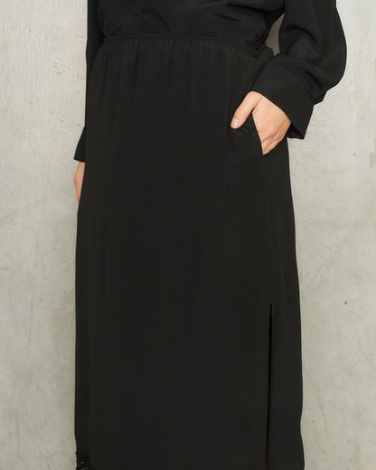 Black Ribbon Trim Skirt