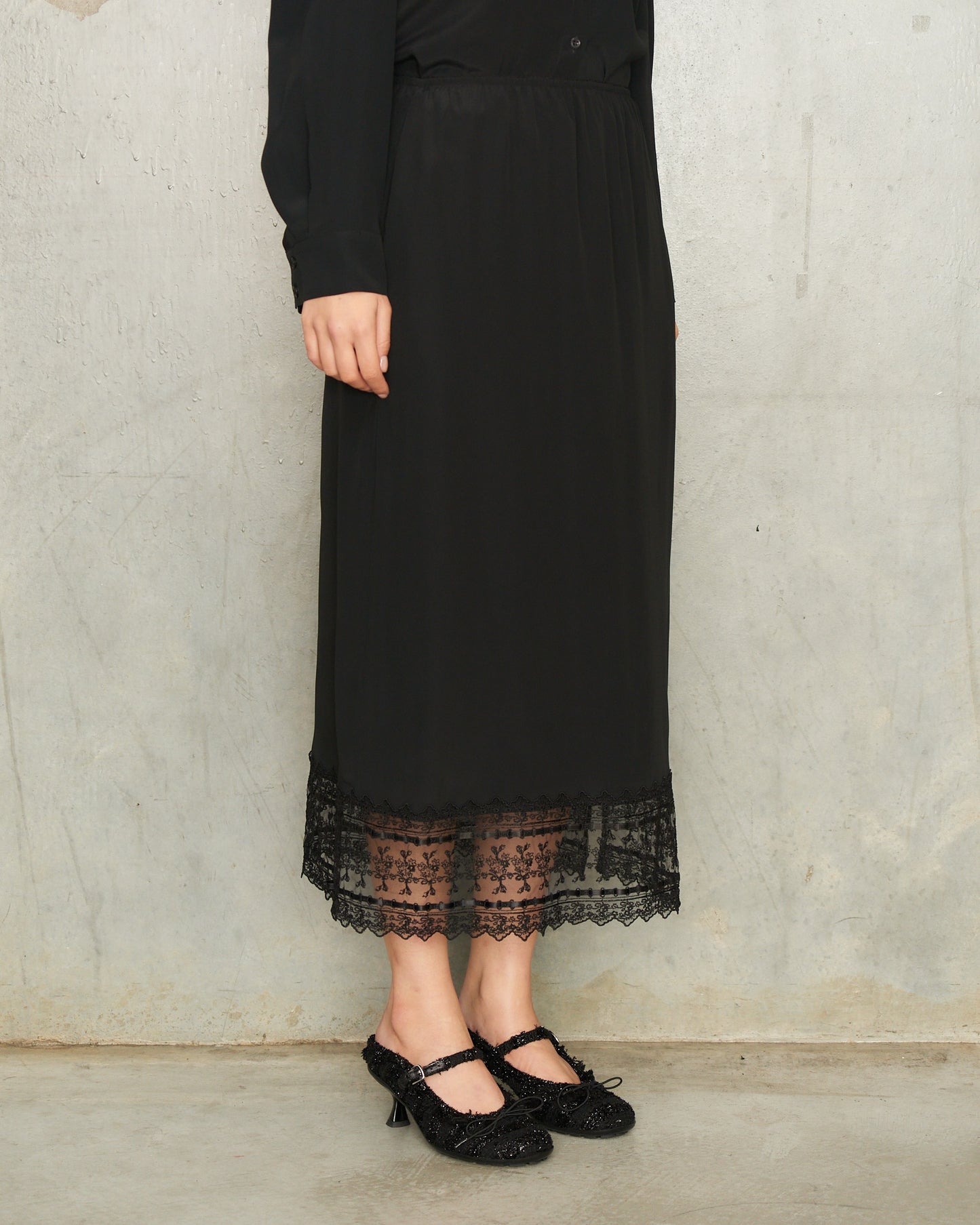 Black Ribbon Trim Skirt