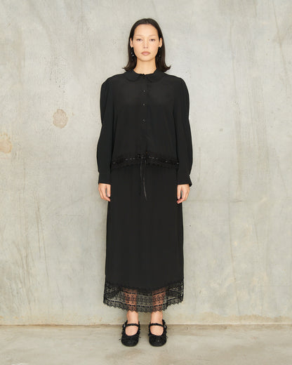 Black Ribbon Trim Skirt