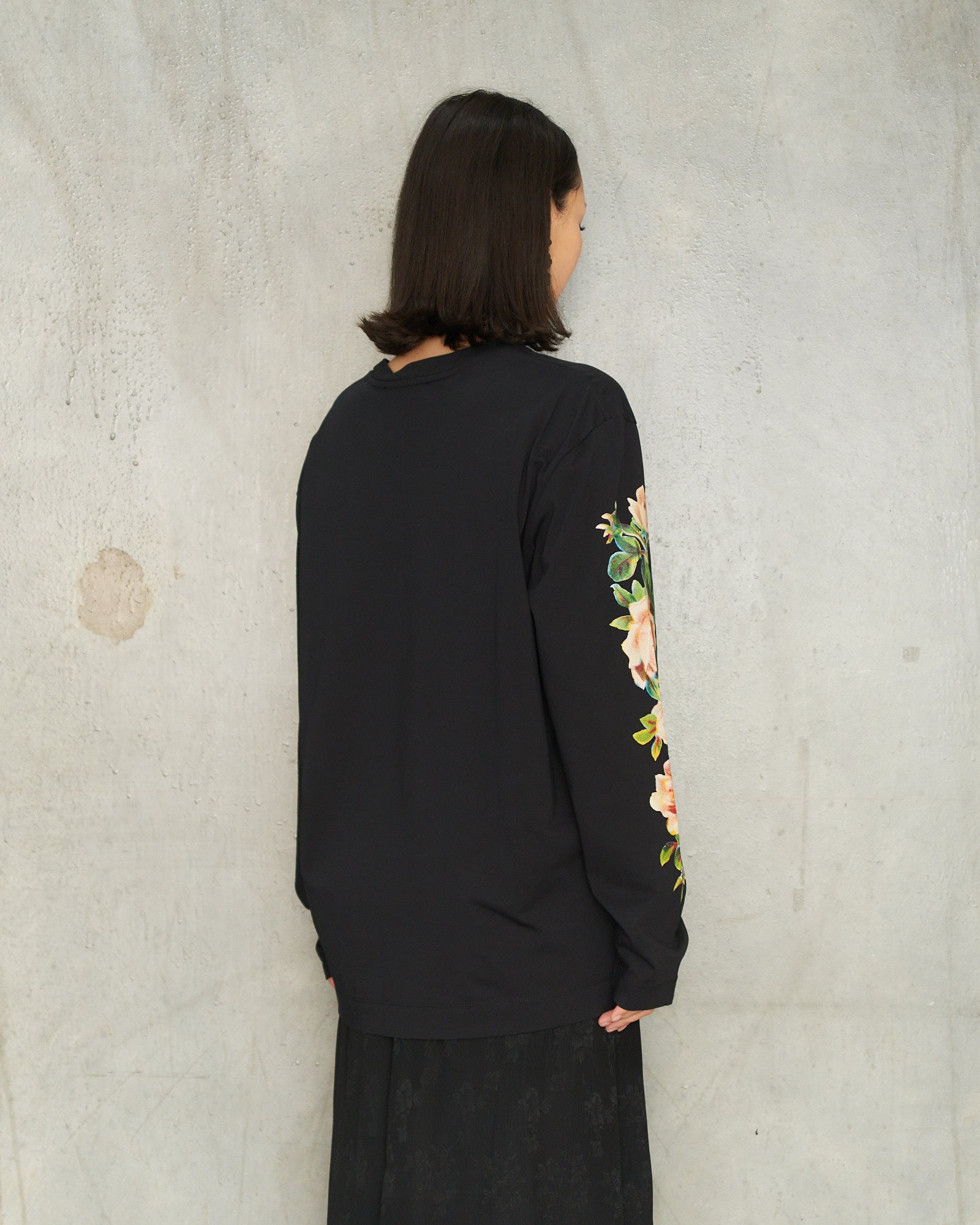 Simone Rocha Black Rose Long Sleeve T-Shirt Black 5194P52W