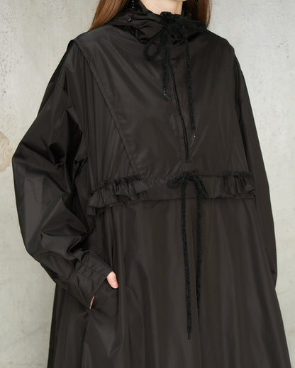 Black Ruffle Frill Cagoule