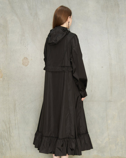 Black Ruffle Frill Cagoule