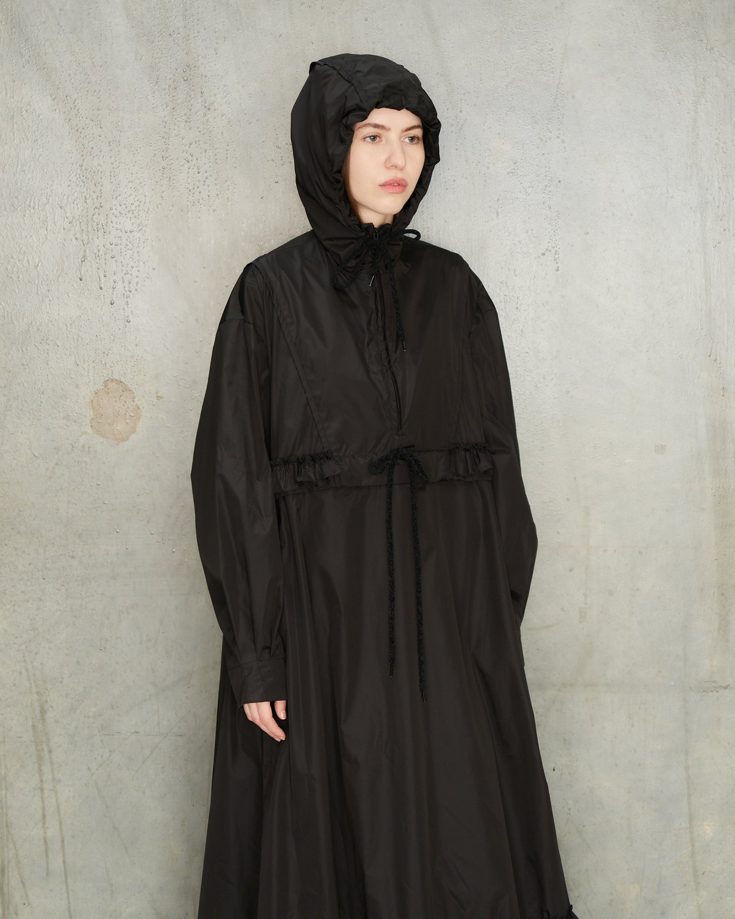 Black Ruffle Frill Cagoule