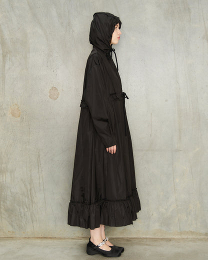 Black Ruffle Frill Cagoule