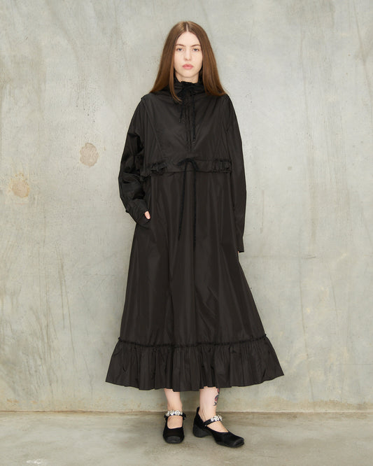 Black Ruffle Frill Cagoule