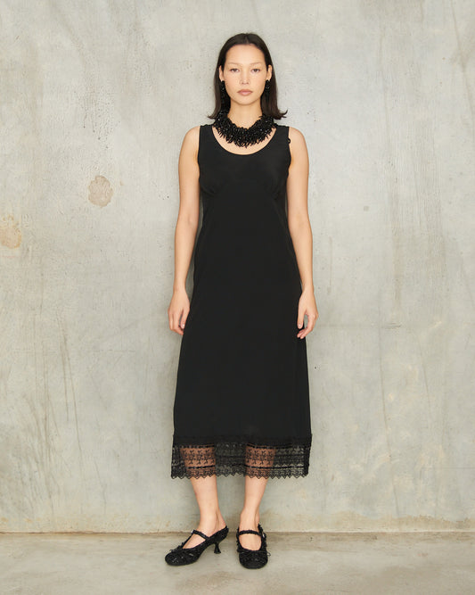 Black Scoop Neck Slip Dress