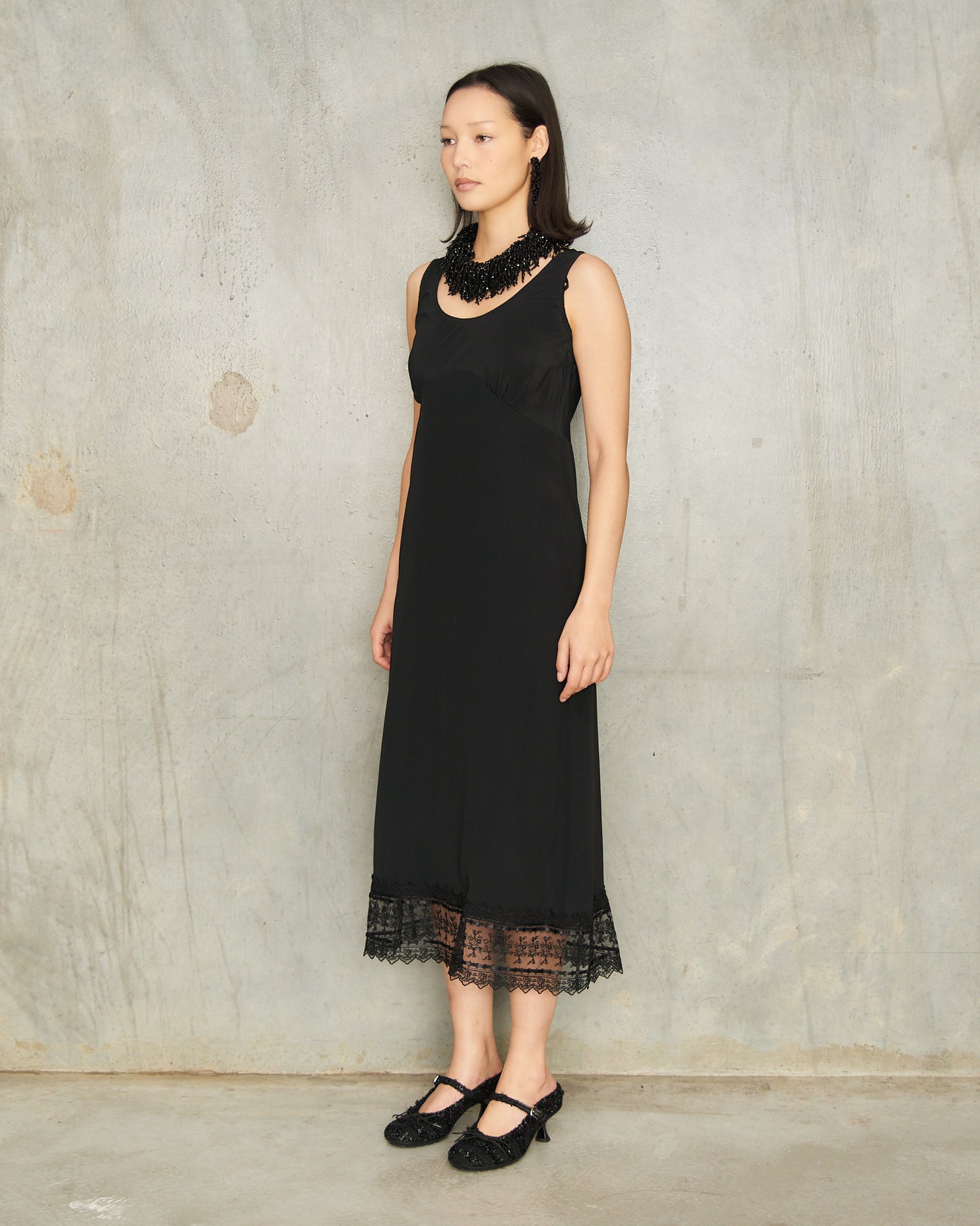 Black Scoop Neck Slip Dress