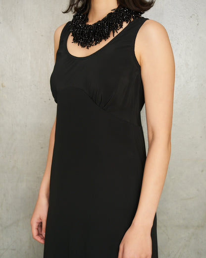 Black Scoop Neck Slip Dress