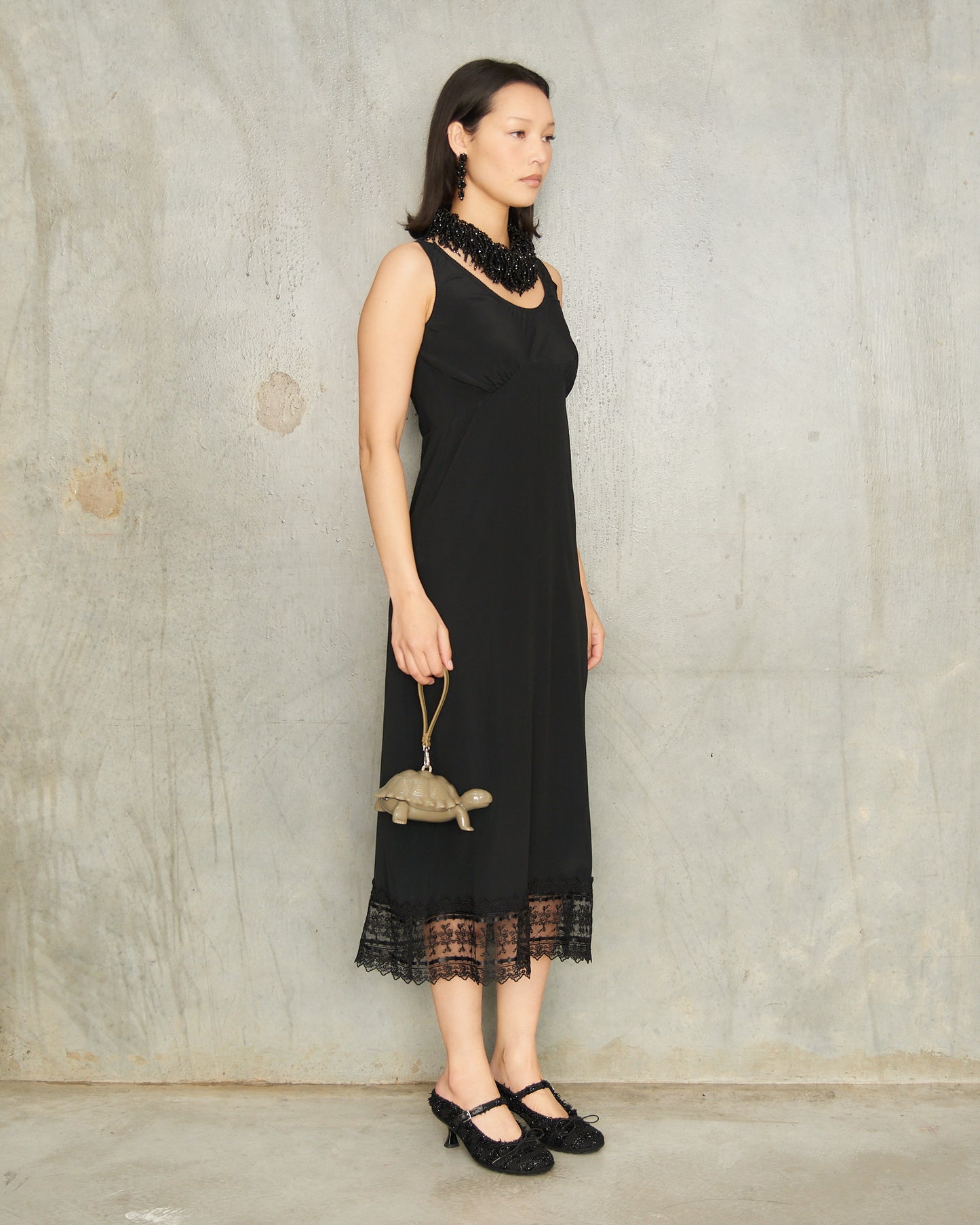 Black Scoop Neck Slip Dress