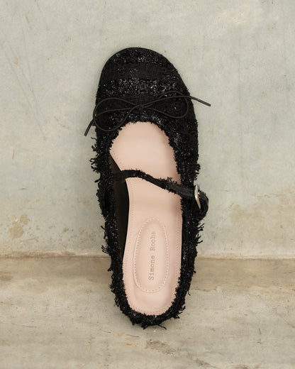 Black Tinsel Tweed Grip Mules