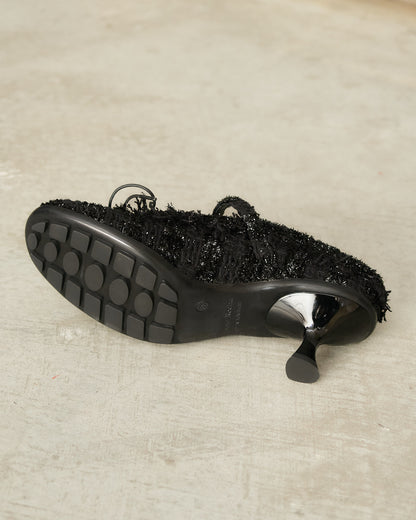 Black Tinsel Tweed Grip Mules