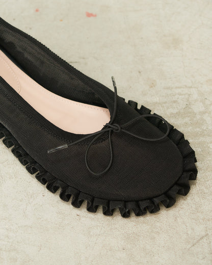 Black Tutu Frill Ballerina Shoes
