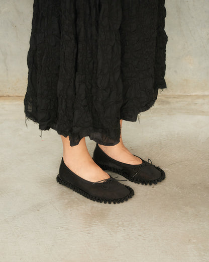 Black Tutu Frill Ballerina Shoes