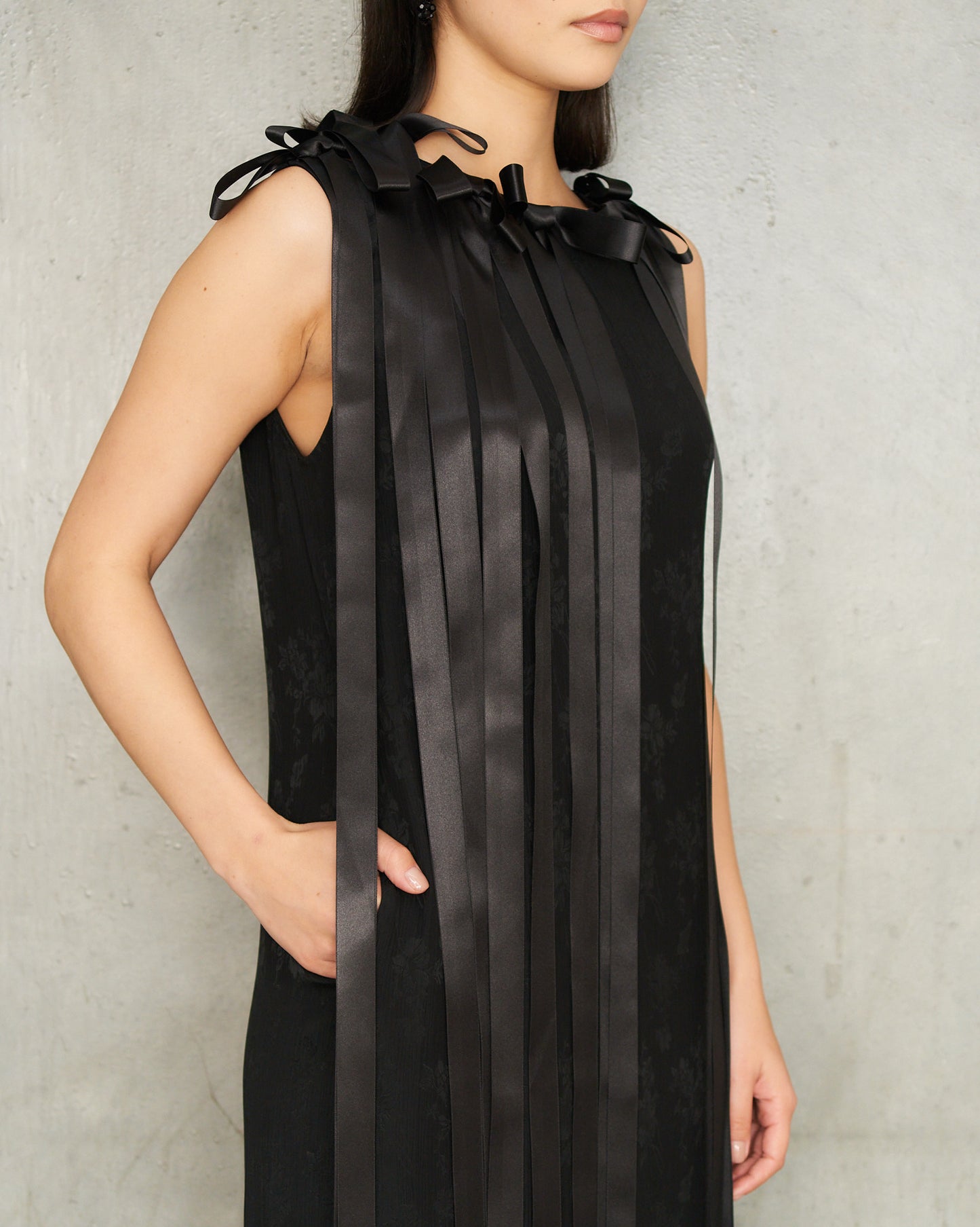 Black Unbounded Ribbon Dress