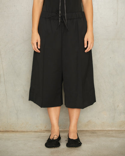 Black Wool Long Shorts