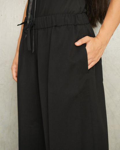 Black Wool Long Shorts