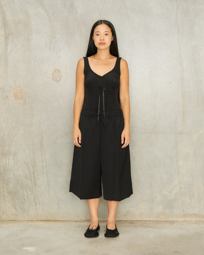 Black Wool Long Shorts