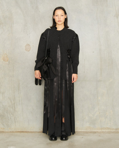 Charcoal Ribbon Corset Cardigan