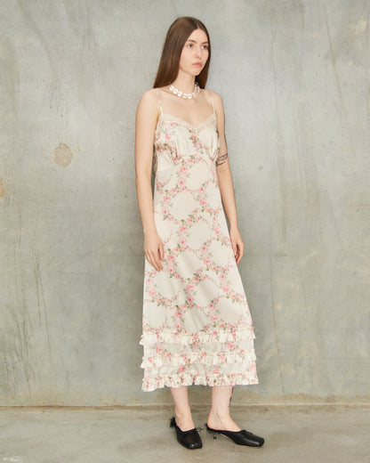 Cream Wreath Frill Slip Dress