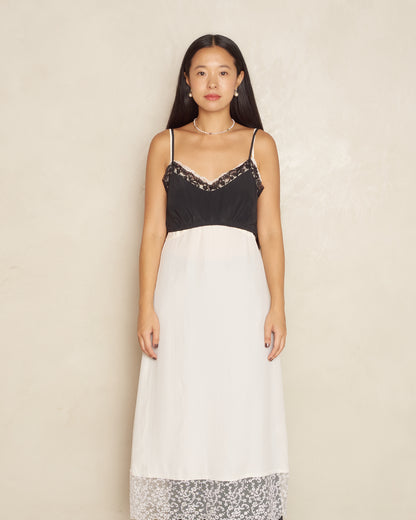 Black Crepe De Chine Lace Trim Bralette