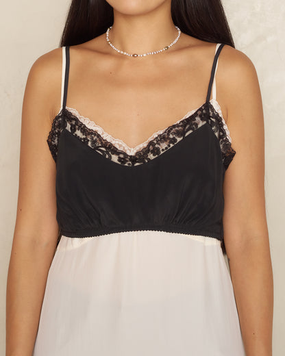 Black Crepe De Chine Lace Trim Bralette