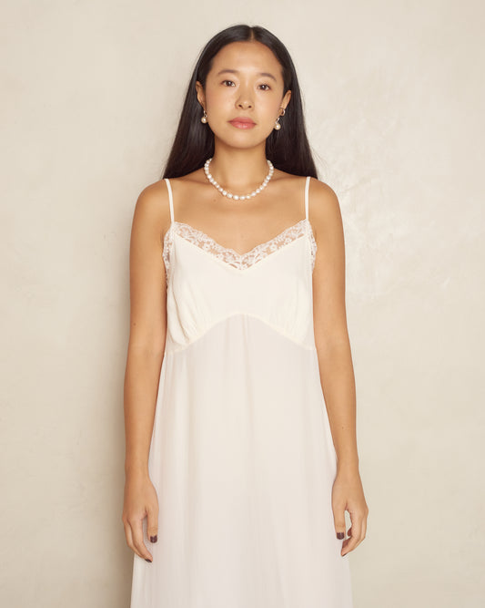 Cream Crepe De Chine Slip Dress