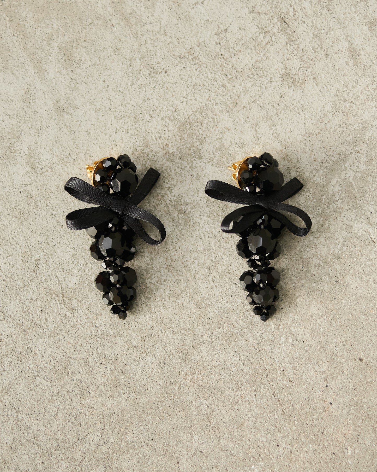 Jet Bow Cluster Earrings