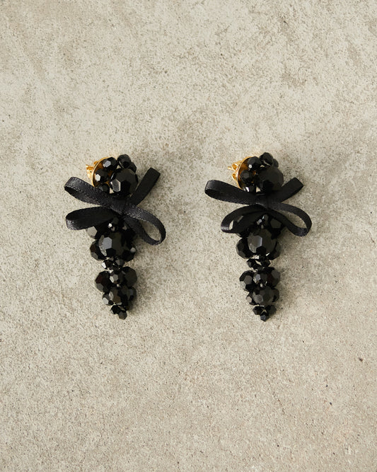 Jet Bow Cluster Earrings
