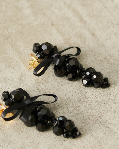 Jet Bow Cluster Earrings