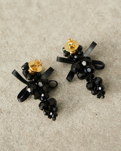 Jet Bow Cluster Earrings